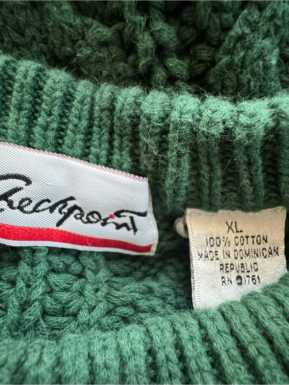 Vintage 90s y2k Checkpoint Cable Knit Green Crewneck Sweater Mens L/XL